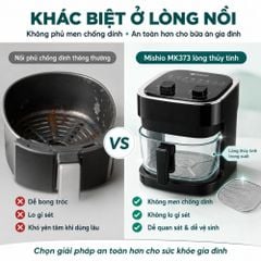 Nồi chiên không dầu thủy tinh Mishio MK373 | Dung tích 7 lít lòng nồi không bong tróc gỉ sét