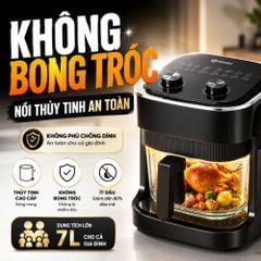 Nồi chiên không dầu thủy tinh Mishio MK373 | Dung tích 7 lít lòng nồi không bong tróc gỉ sét