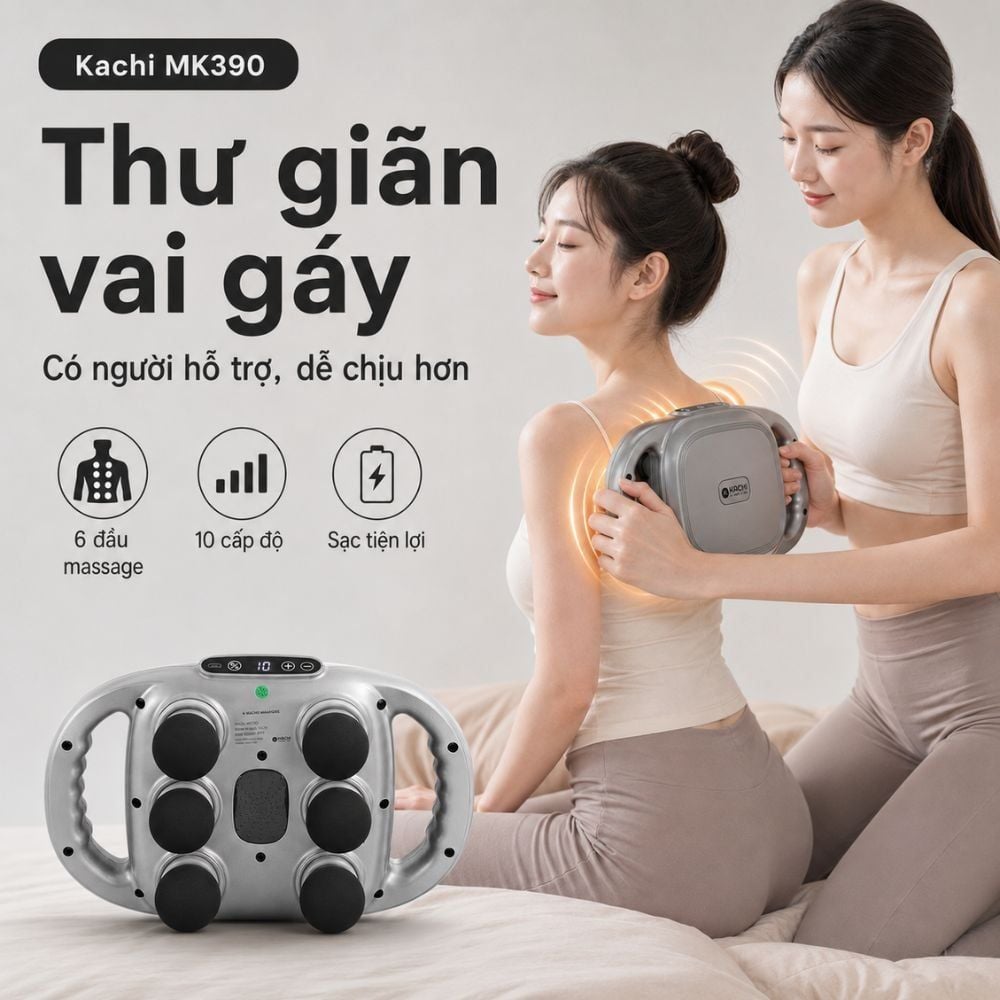 Máy Massage 6 Đầu Rung Kachi MK390 Chạy Pin - Giải Pháp Thư Giãn Tối Ưu Cho Cơ Thể