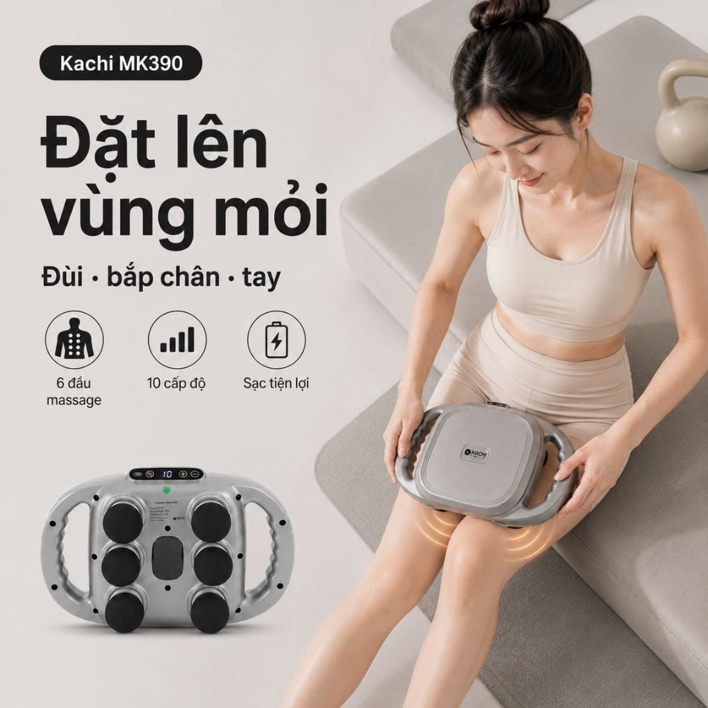 Máy Massage 6 Đầu Rung Kachi MK390 Chạy Pin - Giải Pháp Thư Giãn Tối Ưu Cho Cơ Thể