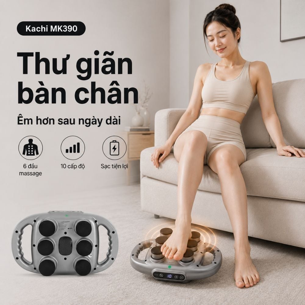Máy Massage 6 Đầu Rung Kachi MK390 Chạy Pin - Giải Pháp Thư Giãn Tối Ưu Cho Cơ Thể