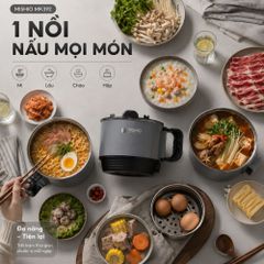 Nồi Lẩu Điện Mini 1.5L Mishio MK392 600W lòng nồi inox 304 không gỉ sét