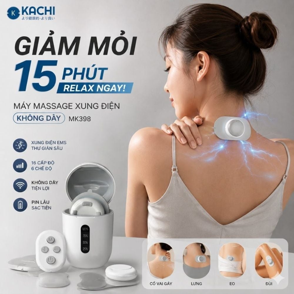 Máy Châm Cứu Xung Điện Không Dây Kachi MK398 – Giải Pháp Thư Giãn & Giảm Đau Hiệu Quả