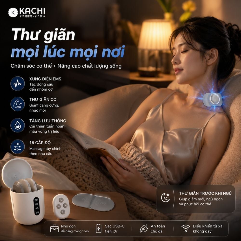 Máy Châm Cứu Xung Điện Không Dây Kachi MK398 – Giải Pháp Thư Giãn & Giảm Đau Hiệu Quả
