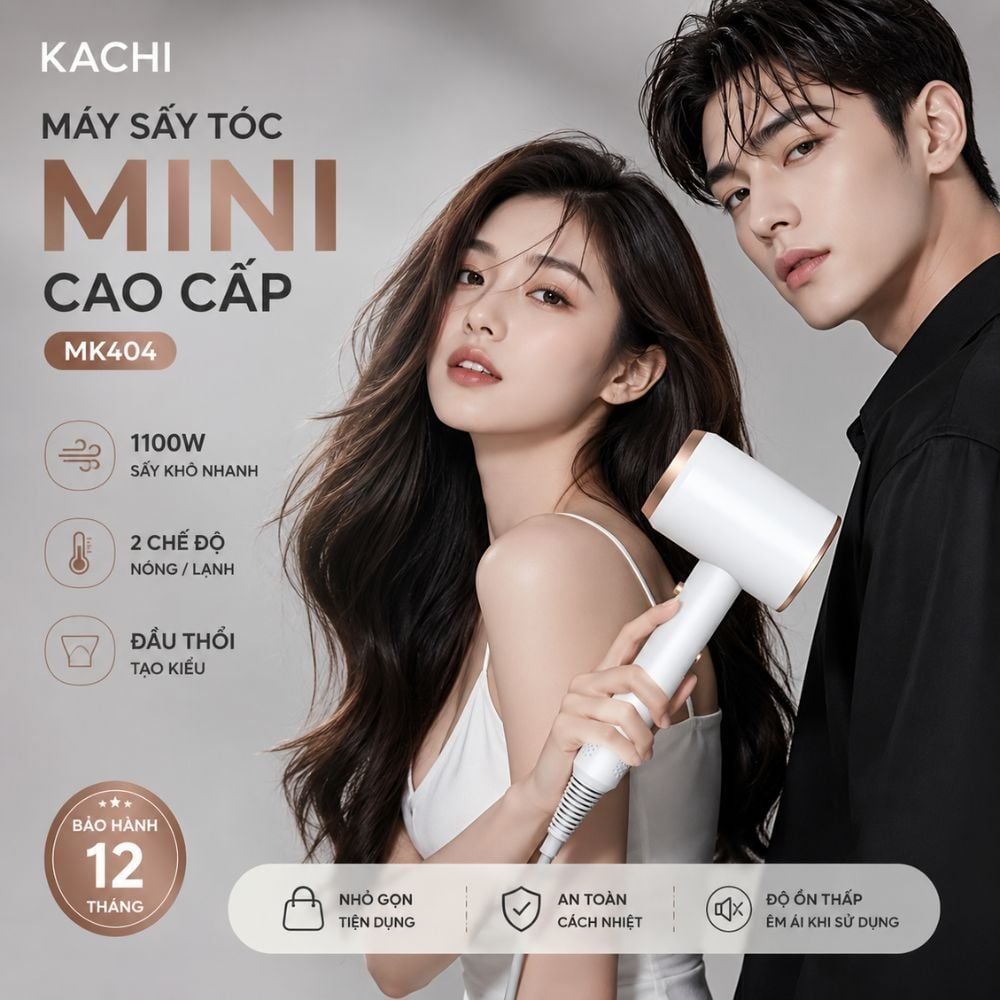Máy sấy tóc nóng lạnh Kachi MK404 – Nhỏ gọn, thời trang, sấy tóc nhanh chóng