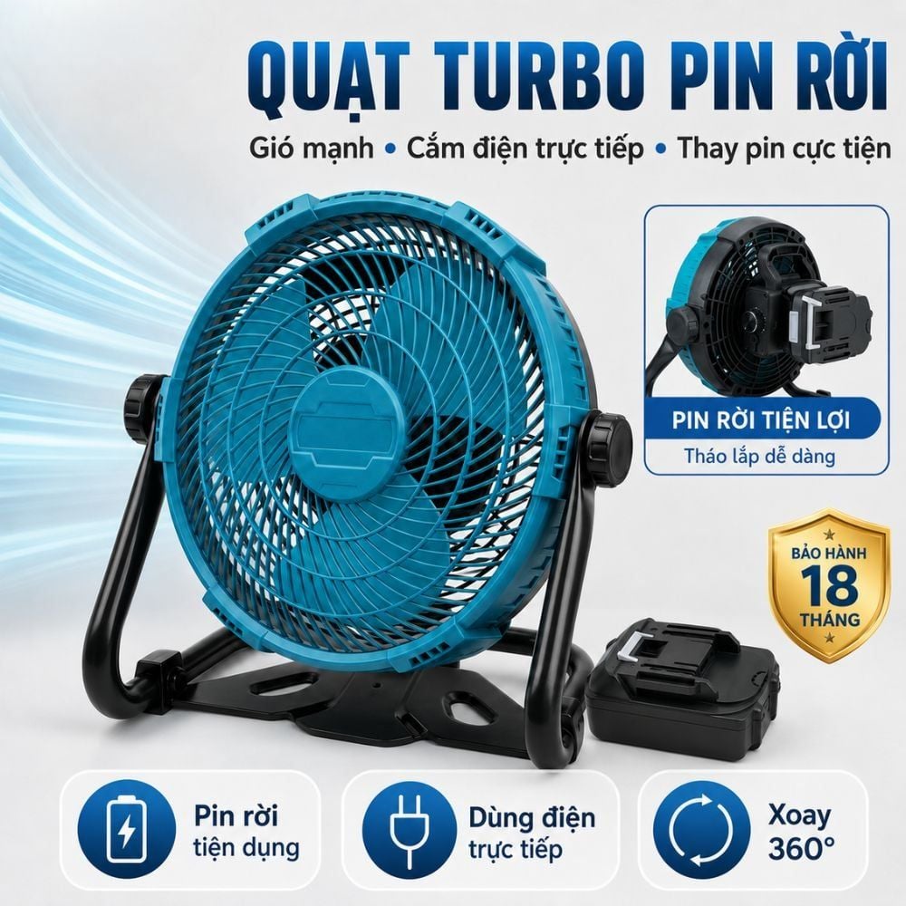 Hình ảnh chi tiết: Quạt Để Bàn Tích Điện Kachi MK443 – Gió Turbo Mạnh Mẽ, Xoay 360 Độ, Thiết Kế Di Động Đa Năng