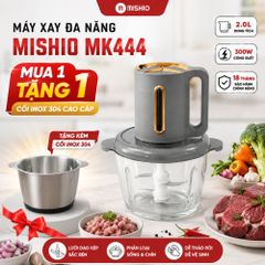 Máy Xay Thực Phẩm Đa Năng Mishio MK444 (2.0L) - Cối Thủy Tinh tặng cối Inox 304 Phân Loại Thực Phẩm Sống Chín
