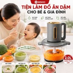 Máy Xay Thực Phẩm Đa Năng Mishio MK444 (2.0L) - Cối Thủy Tinh tặng cối Inox 304 Phân Loại Thực Phẩm Sống Chín