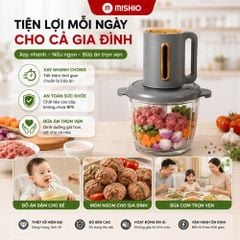 Máy Xay Thực Phẩm Đa Năng Mishio MK444 (2.0L) - Cối Thủy Tinh tặng cối Inox 304 Phân Loại Thực Phẩm Sống Chín
