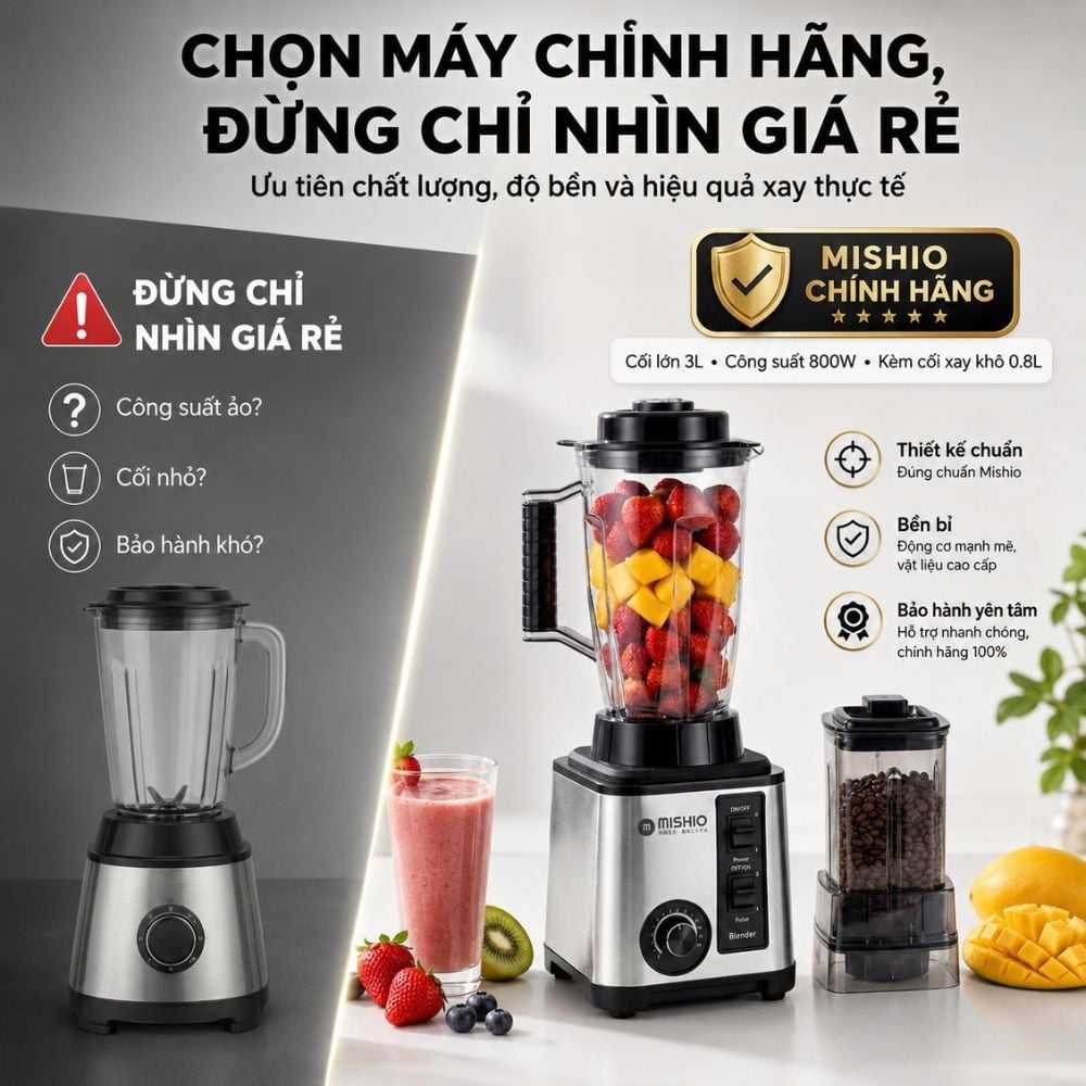 Máy Xay Sinh Tố Công Nghiệp Đa Năng Mishio MK446 (3.0L) - Công Suất 800W
