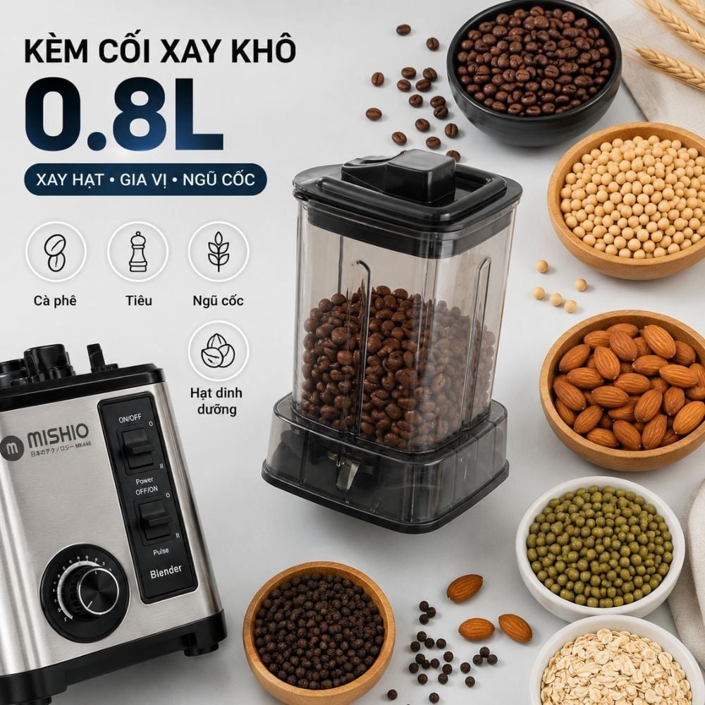 Máy Xay Sinh Tố Công Nghiệp Đa Năng Mishio MK446 (3.0L) - Công Suất 800W