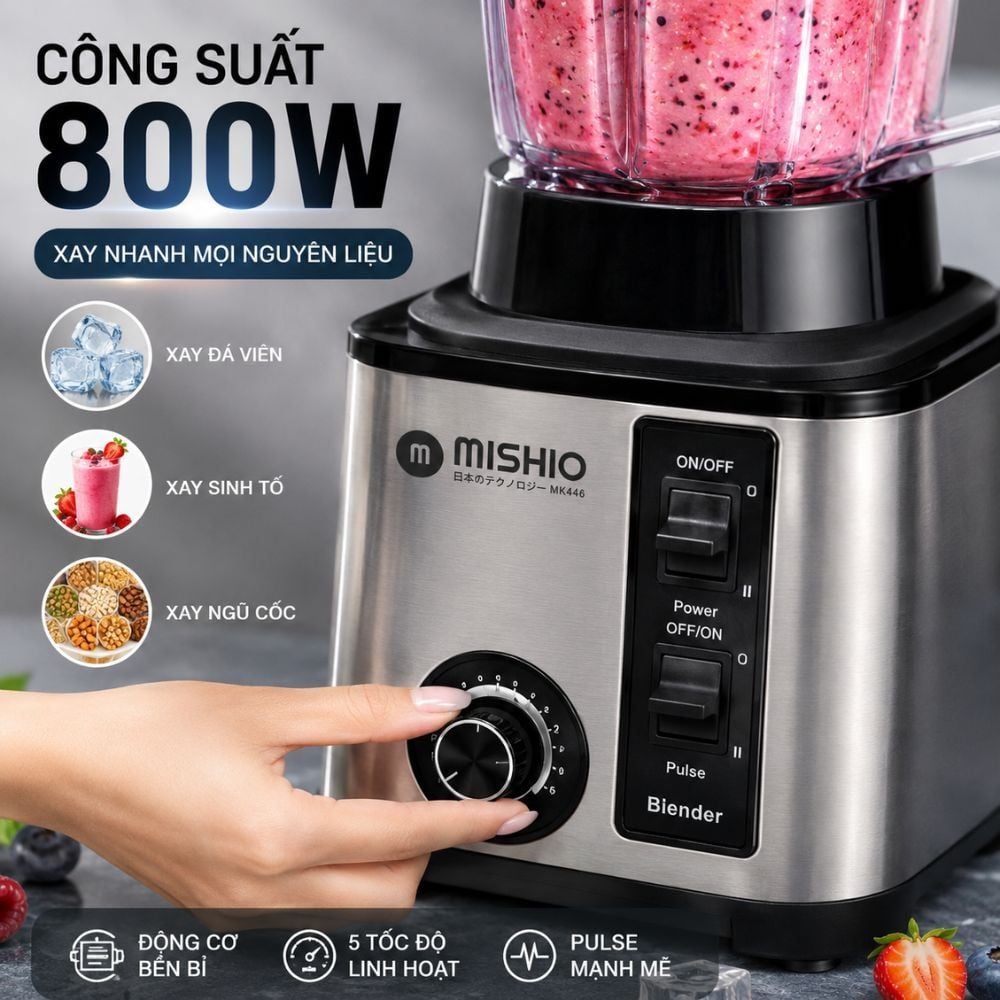Máy Xay Sinh Tố Công Nghiệp Đa Năng Mishio MK446 (3.0L) - Công Suất 800W