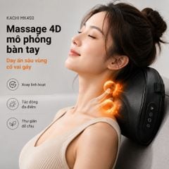 Gối Massage Cổ Vai Gáy Kachi MK450 – Công Nghệ Massage 4D Chườm Nóng