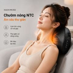 Gối Massage Cổ Vai Gáy Kachi MK450 – Công Nghệ Massage 4D Chườm Nóng