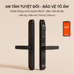 Khóa Thông Minh Kachi MK42 - Chuyên Dụng Cửa Nhôm Xingfa, Cửa Kính | Mở Khóa Qua App Tuya, Vân Tay, Thẻ Từ | Chống Nước IP65