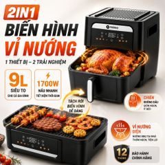 Nồi Chiên Không Dầu Kèm Vỉ Nướng 2-in-1 Mishio MK407: Nâng Tầm Món Ngon, Tiện Lợi Vượt Trội