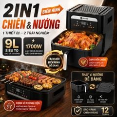 Nồi Chiên Không Dầu Kèm Vỉ Nướng 2-in-1 Mishio MK407: Nâng Tầm Món Ngon, Tiện Lợi Vượt Trội