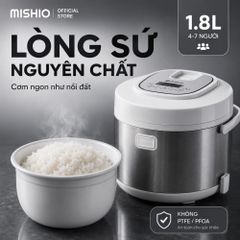 Nồi Cơm Điện Lòng Sứ 1.8Lít Mishio MK402 Không Bong Tróc Men Chống Dính Tự Nhiên