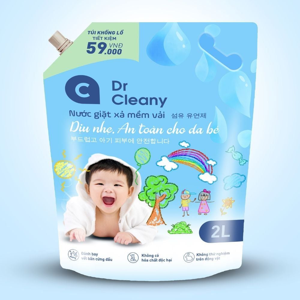 Nước Giặt Cho Bé Dr. Cleany 2kg - Dịu Nhẹ, An Toàn Cho Da Nhạy Cảm | Công Nghệ Hàn Quốc MK