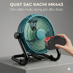 Quạt Để Bàn Tích Điện Kachi MK443 – Gió Turbo Mạnh Mẽ, Xoay 360 Độ, Thiết Kế Di Động Đa Năng