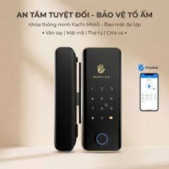 Khóa Cửa Thông Minh Kachi MK45 cho cửa không có khung như cửa kính, cửa gỗ trượt – Mở Khóa App + Vân tay + Chìa khóa + Thẻ từ + Mã số