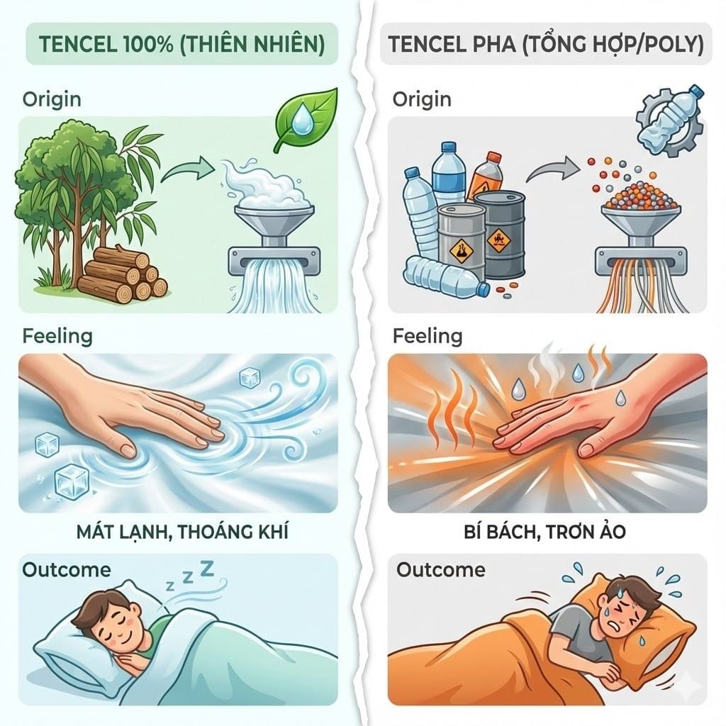 Bộ Drap Lụa Tencel 100% – Mát Lạnh, Mềm Mịn (Size 1m6/1m8 – Bọc Nệm Dày Tới 30cm) MK Kachi