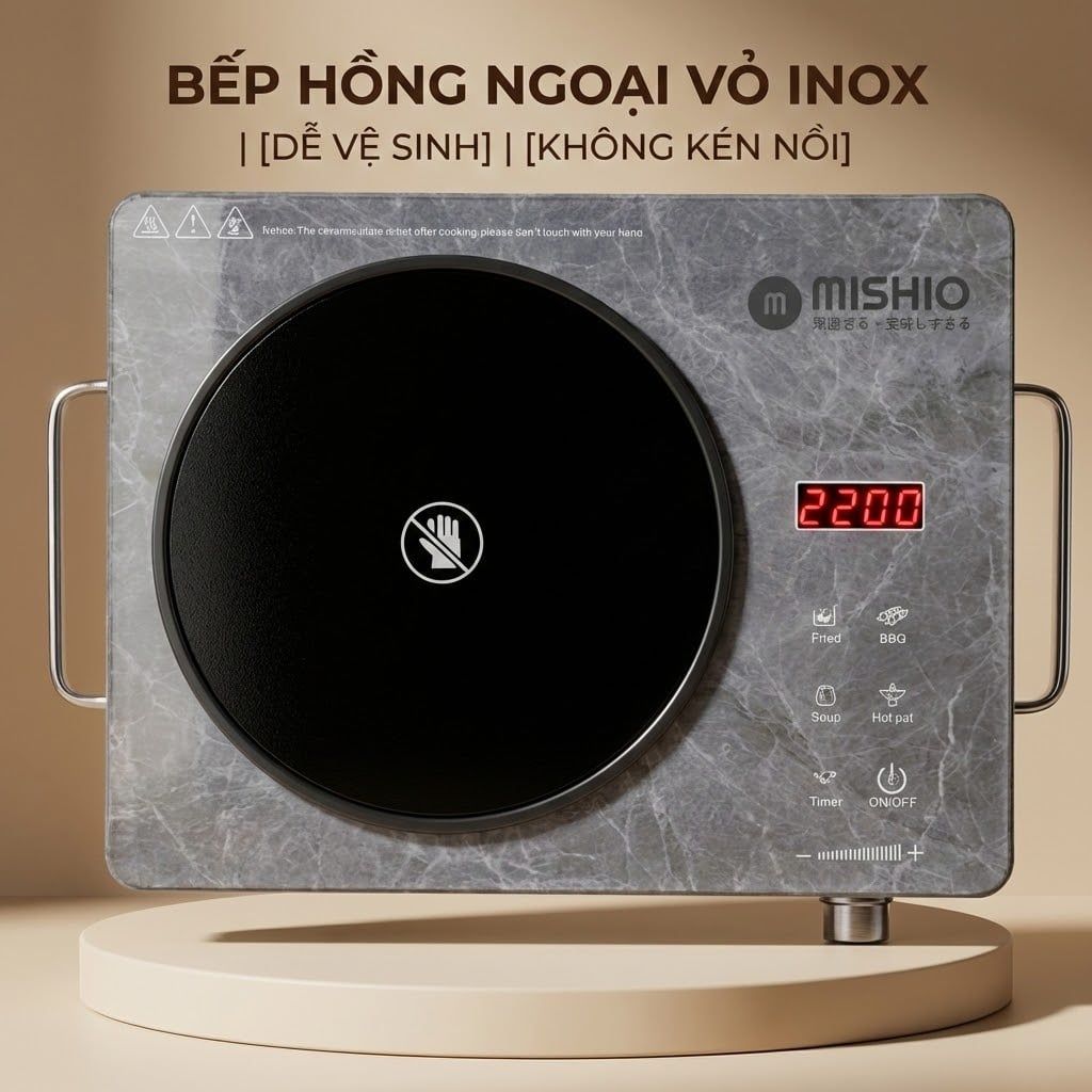 Bếp hồng ngoại Mishio MK417 mặt kính cường lực cao cấp