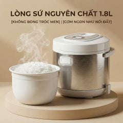 Nồi Cơm Điện Lòng Sứ 1.8Lít Mishio MK402 Không Bong Tróc Men Chống Dính Tự Nhiên