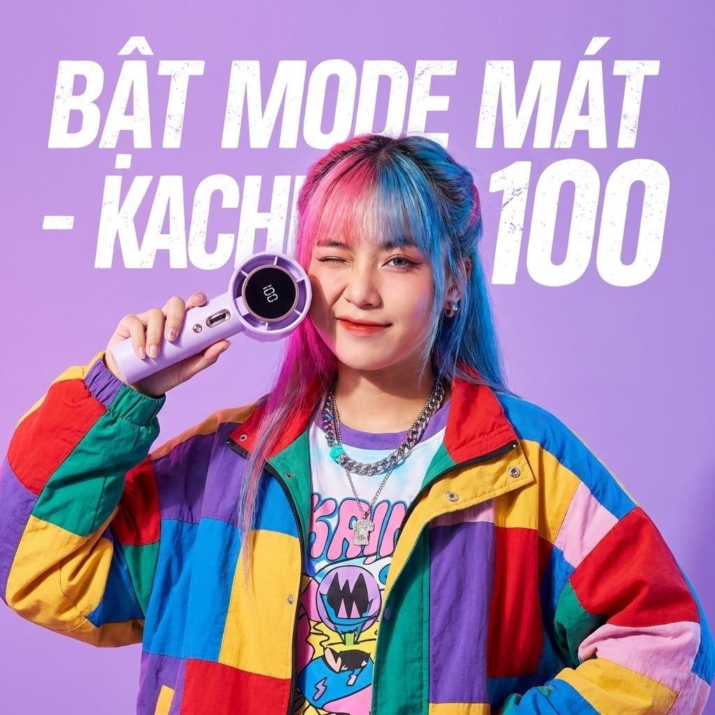 Quạt cầm tay mini Kachi MK400 pin khoẻ 100 cấp độ gió