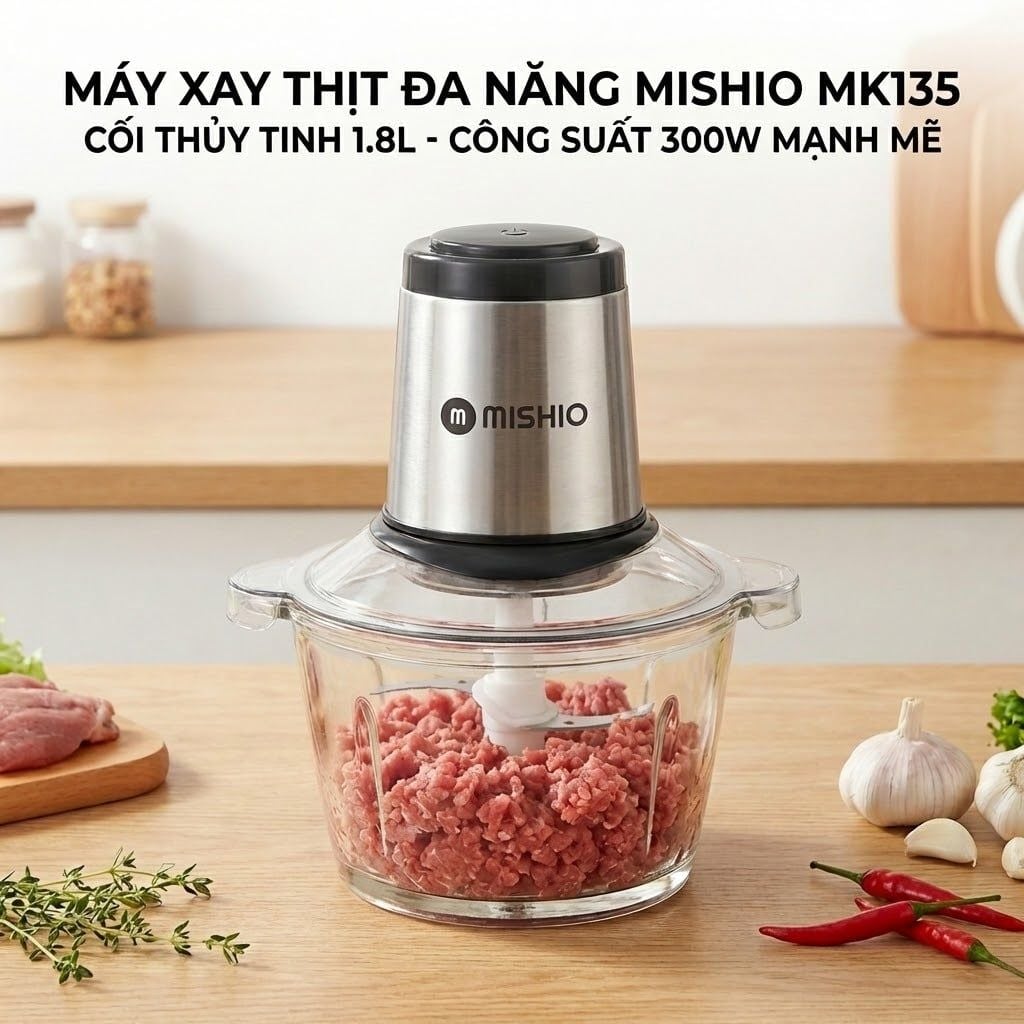 Máy Xay Thịt Đa Năng Mishio Mk135 1,8L 300W