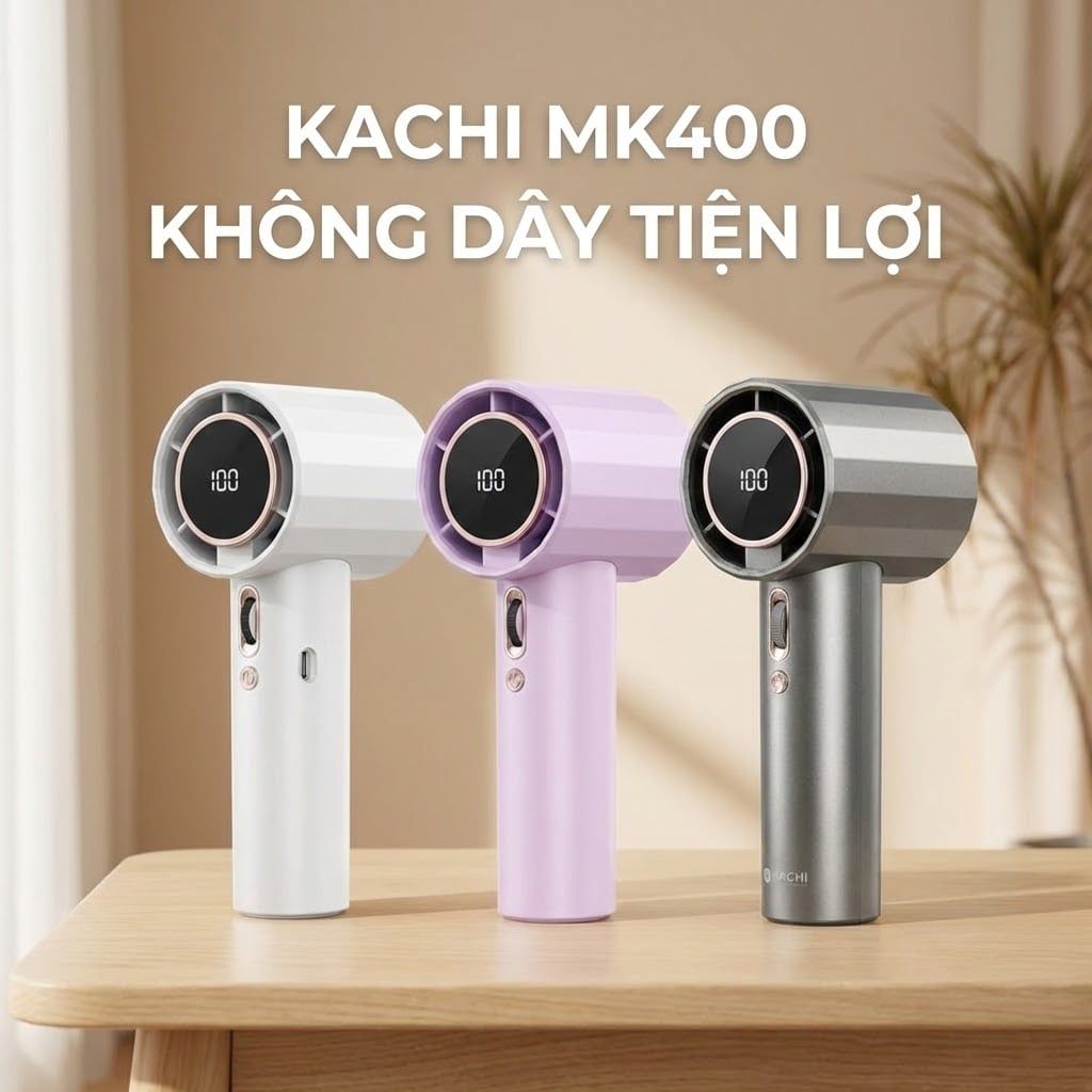 Quạt cầm tay mini Kachi MK400 pin khoẻ 100 cấp độ gió