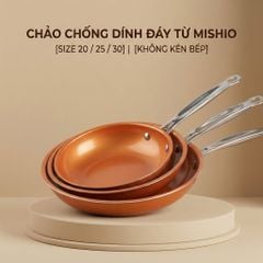 Chảo Chống Dính Đáy Từ Mishio (Size 20, 25, 30cm) MK430 MK431 MK432 - Chống Dính Gốm Cao Cấp, An Toàn Sức Khỏe, Dùng Cho Mọi Loại Bếp
