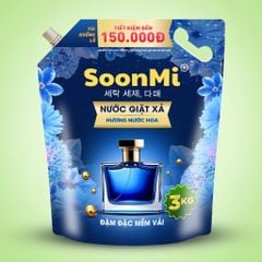 Nước Giặt Xả 2 Trong 1 Soonmi 3kg Đậm Đặc - Công Nghệ Hạt Lưu Hương Ngọc Trai Lên Tới 3 Tuần MK