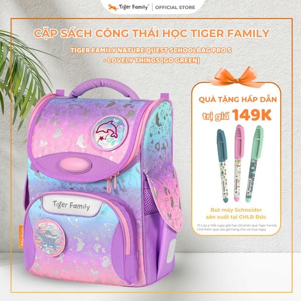  Cặp Sách Công Thái Học Tiger Family Nature Quest Pro S - Lovely Things [Go Green] TGNQ-071A(3) , balo chống gù, cặp sách 