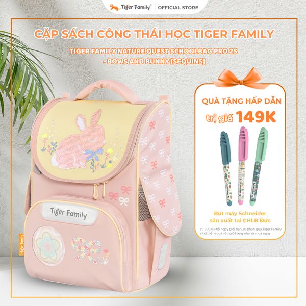  Cặp sách công thái học Tiger Family Nature Quest Schoolbag Pro 2S - Bows and Bunny [Sequins] - TGNQ-105A(2) 