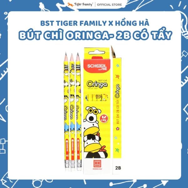  Bộ 12 bút chì Oringa 2B có kèm đầu tẩy Hồng Hà - 3507 