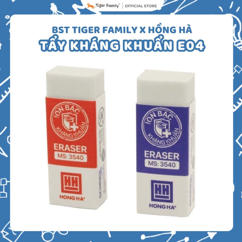  Tẩy chì kháng khuẩn Hồng Hà E04 Chất liệu cao su, thân thiện với môi trường, siêu tiết kiệm khi tẩy 3540 