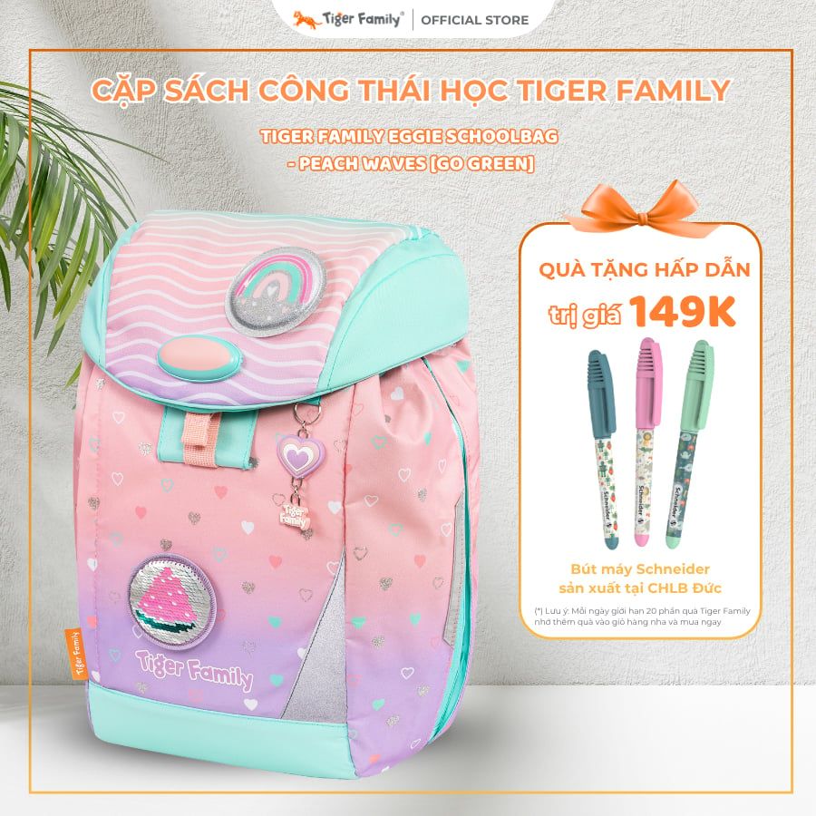  Cặp Sách công thái học Tiger Family Eggie - Peach Waves [Go Green] TGEG-020A 