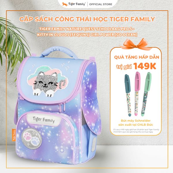  Cặp Sách Công Thái Học Tiger Family Nature Quest Schoolbag Pro 2S - Kitty in Clouds [Sequins] - TGNQ-108A(3) 