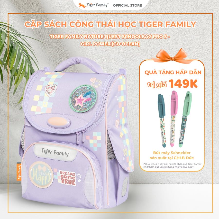  Cặp Sách Công Thái Học Tiger Family Nature Quest Schoolbag Pro S - Girl Power [Go Ocean] - TGNQ-106A(1) 