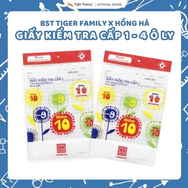  Giấy kiểm tra Hồng Hà 4 ô ly điểm 10 cho học sinh cấp 1 Dòng kẻ rõ nét, giấy viết không nhòe - 4919 