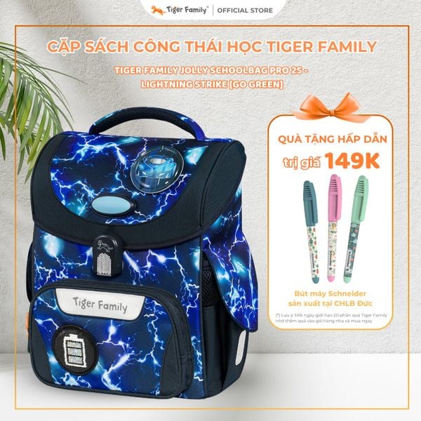  Cặp Sách Công Thái Học Tiger Family Jolly Schoolbag Pro 2S - Lightning Strike [Go Green] - TGJL-074A(2) 