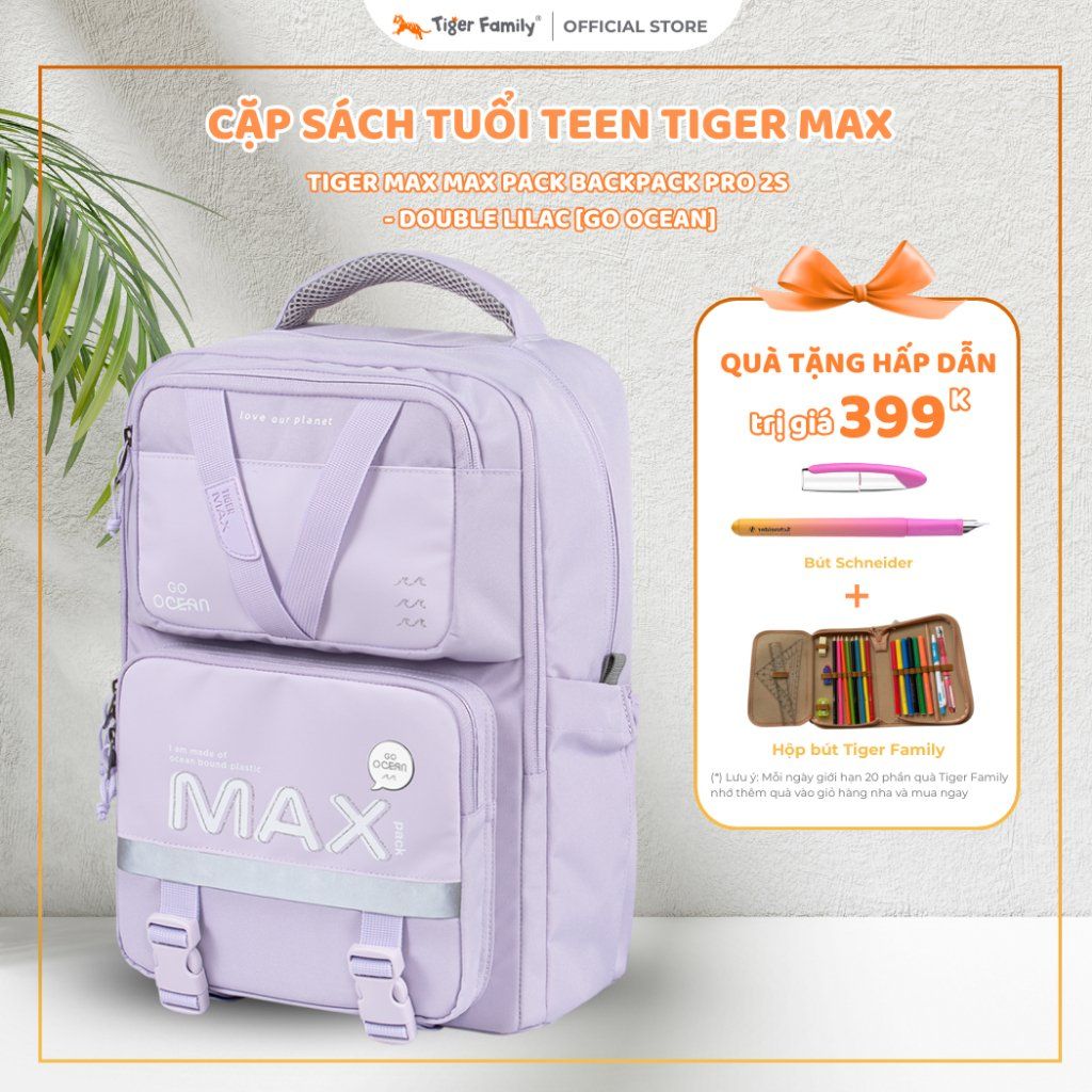  Cặp Sách Tiger Family Max Max Pack Backpack Pro 2S - Double Lilac [Go Ocean] TMMC-023A 