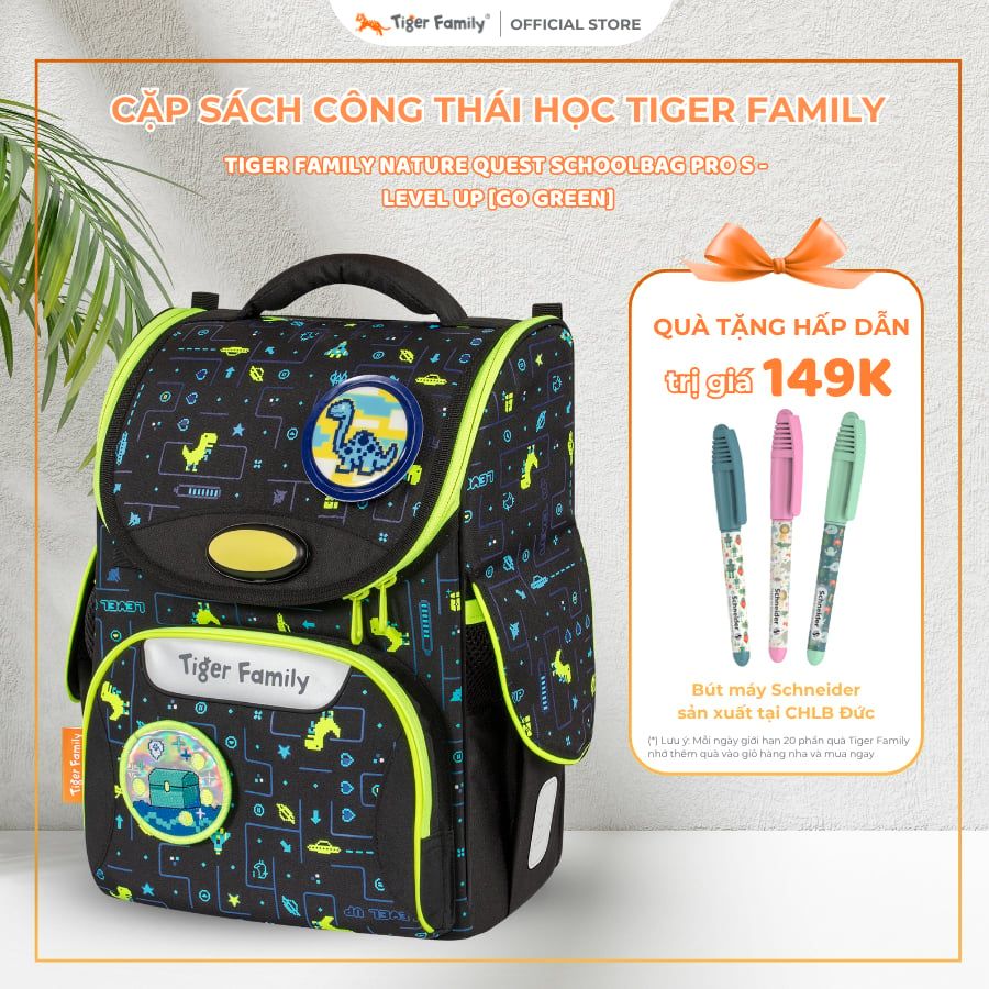  Cặp Sách Công Thái Học Tiger Family Nature Quest Schoolbag Pro S - Level Up [Go Green] - TGNQ-069A(3) 
