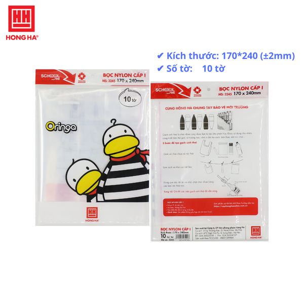  Bọc sách nylon Hồng Hà (170x240mm) phù hợp cho các sách giao khoa và vở viết cấp 1 3245 