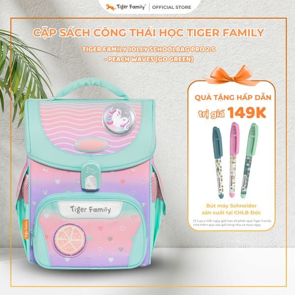  Cặp Sách Tiger Family Jolly Schoolbag Pro 2S - Peach Waves [Go Green] - TGJL-080A(1) 