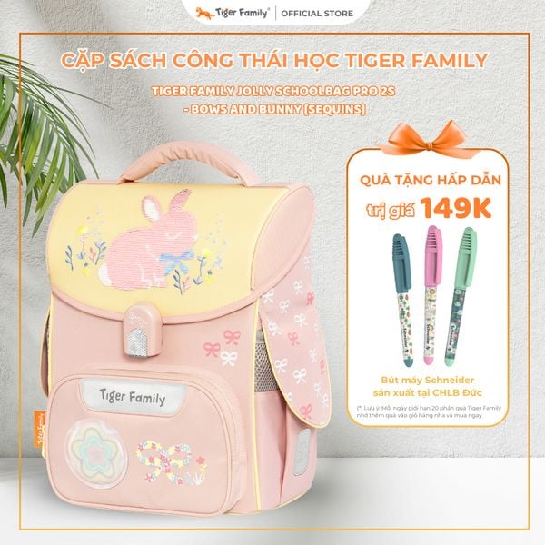  Cặp sách công thái học Tiger Family Jolly Schoolbag Pro 2S - Bows and Bunny [Sequins] - TGJL-094A(1) 