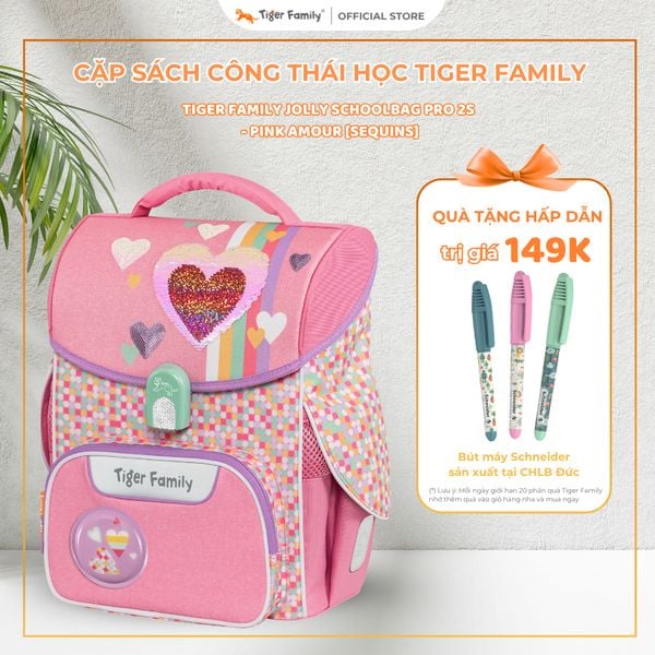  Cặp Sách Công Thái Học Tiger Family Jolly Schoolbag Pro 2S - Pink Amour [Sequins] - TGJL-018A(3) 