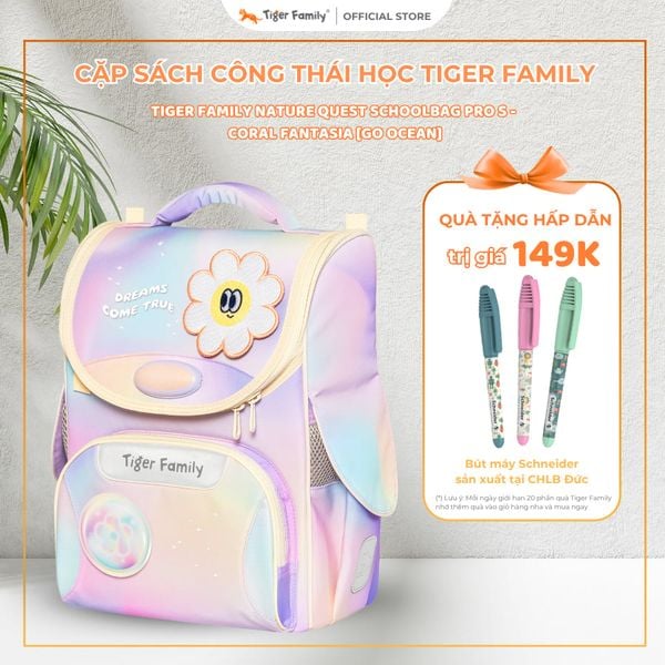  Cặp Sách Công Thái Học Tiger Family Nature Quest Schoolbag Pro S - Coral Fantasia [Go Ocean] TGNQ-117A 