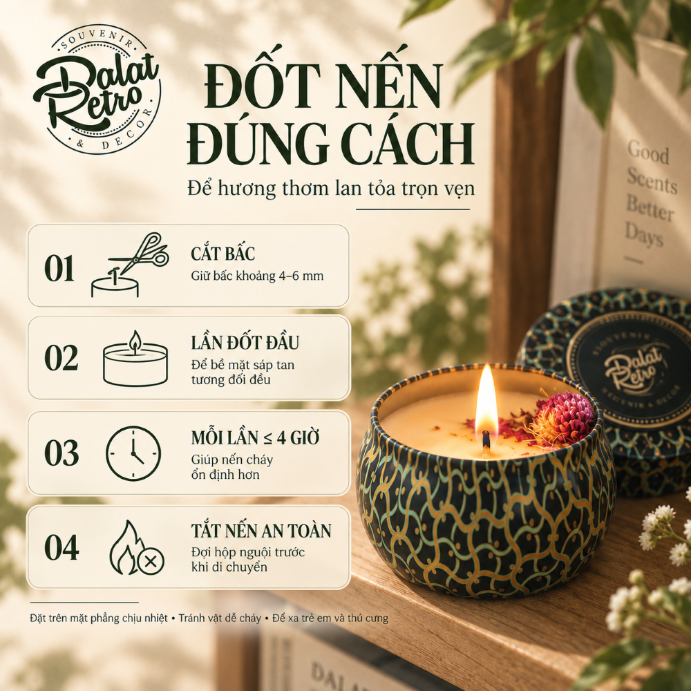 Nến thơm Peach Dalat Retro 120g